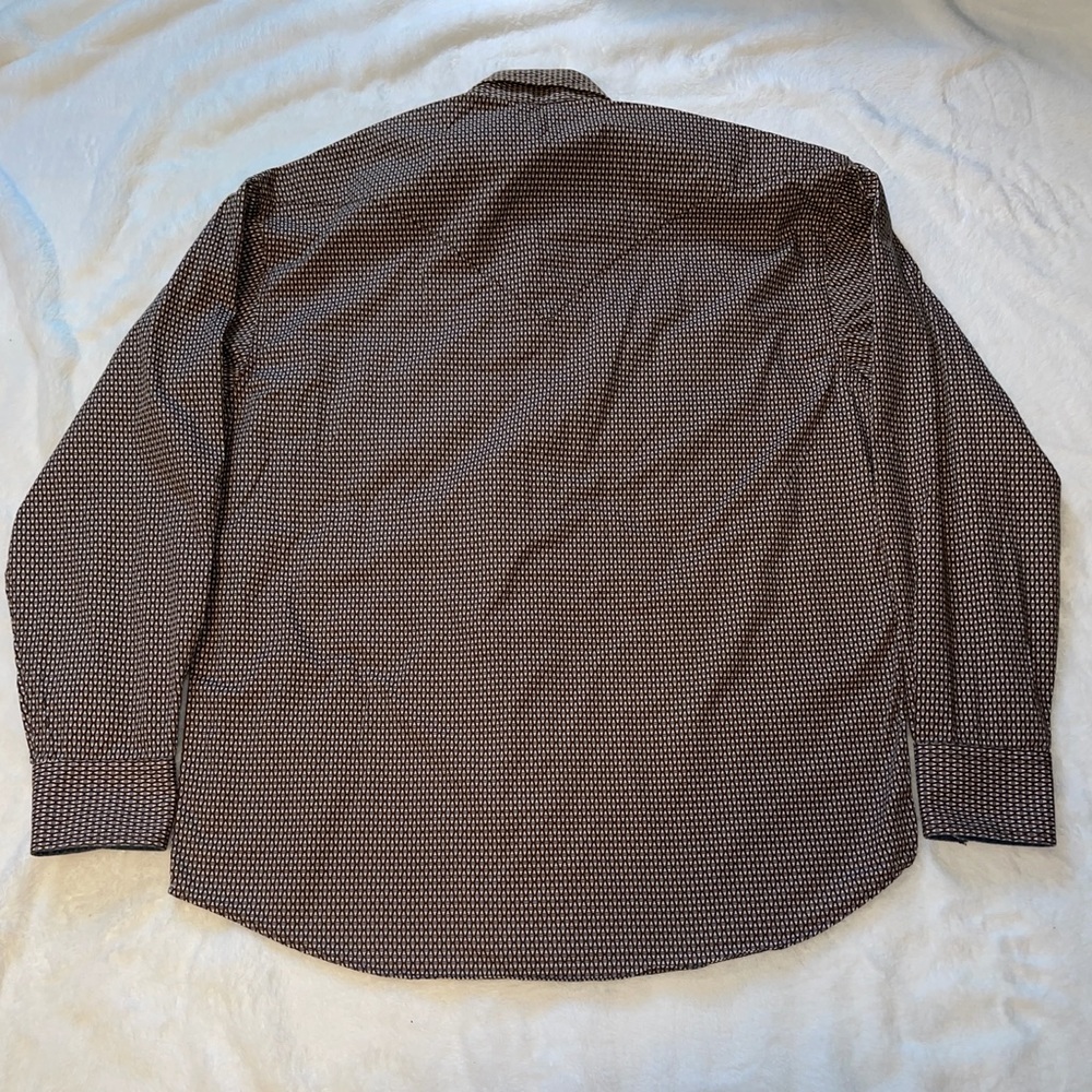 Stetson Brown Micro-Pattern Button-Down Shirt - image 6